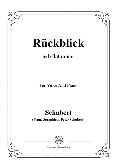 Schubert Rckblick In B Flat Minor Op 89 No 8 For Voice And Piano Sheet Music