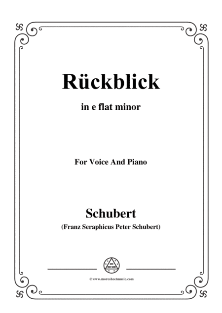 Free Sheet Music Schubert Rckblick In E Flat Minor Op 89 No 8 For Voice And Piano