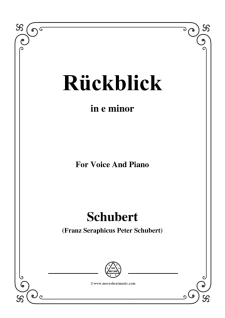 Schubert Rckblick In E Minor Op 89 No 8 For Voice And Piano Sheet Music