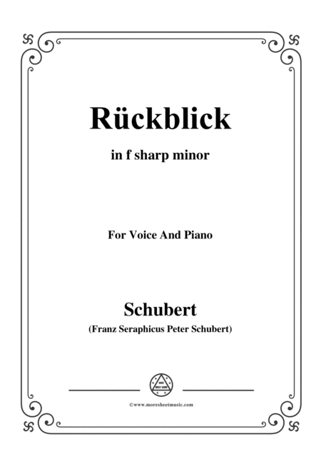 Schubert Rckblick In F Sharp Minor Op 89 No 8 For Voice And Piano Sheet Music