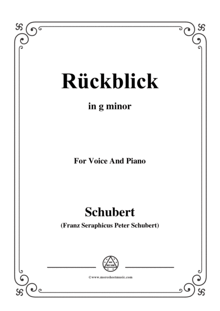 Free Sheet Music Schubert Rckblick In G Minor Op 89 No 8 For Voice And Piano