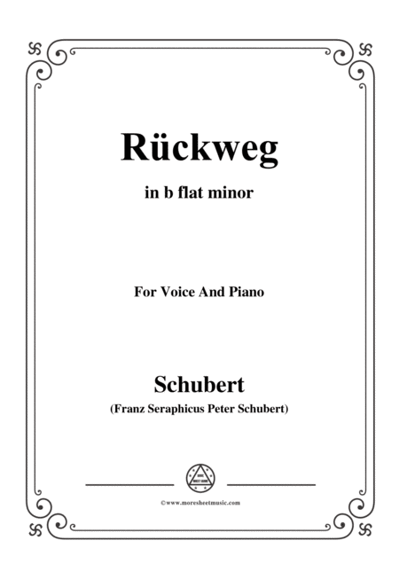 Free Sheet Music Schubert Rckweg In B Flat Minor For Voice Piano