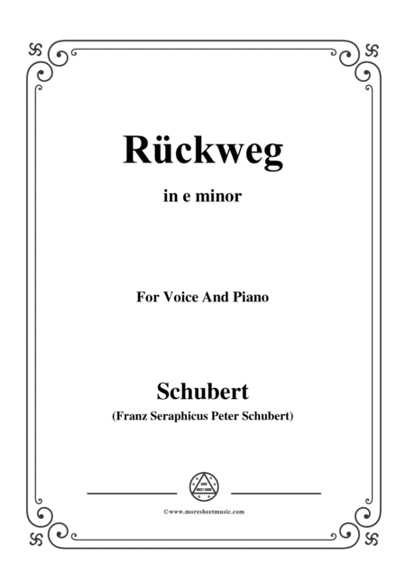 Schubert Rckweg In E Minor For Voice Piano Sheet Music