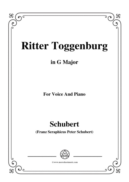 Free Sheet Music Schubert Ritter Toggenburg In G Major For Voice Piano