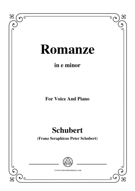 Free Sheet Music Schubert Romanze From The Opera Der Hasliche Krieg In E Minor For Voice Piano
