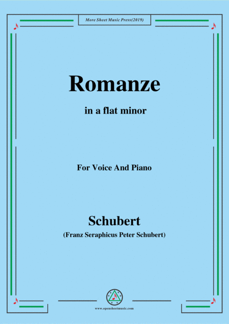 Schubert Romanze From The Play Rosamunde In A Flat Minor Op 26 For Voice And Piano Sheet Music