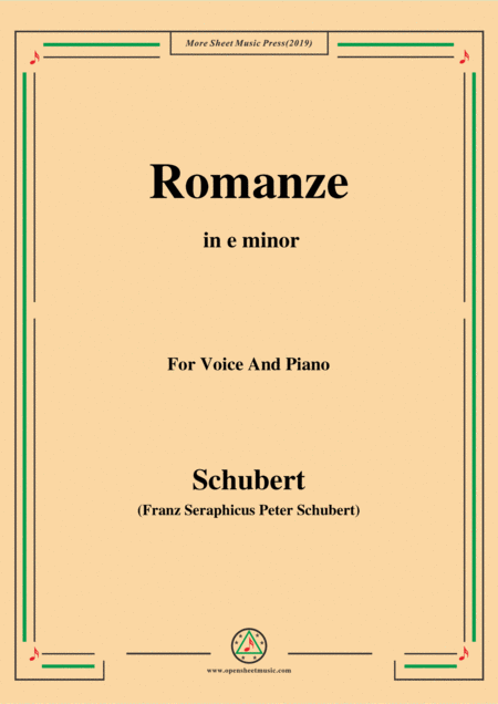 Free Sheet Music Schubert Romanze From The Play Rosamunde In E Minor Op 26 For Voice And Piano