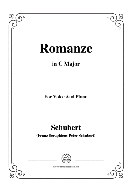 Schubert Romanze In C Major For Voice And Piano Sheet Music