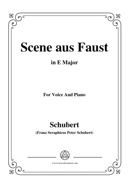 Schubert Scene Aus Faust In E Major For Voice Piano Sheet Music