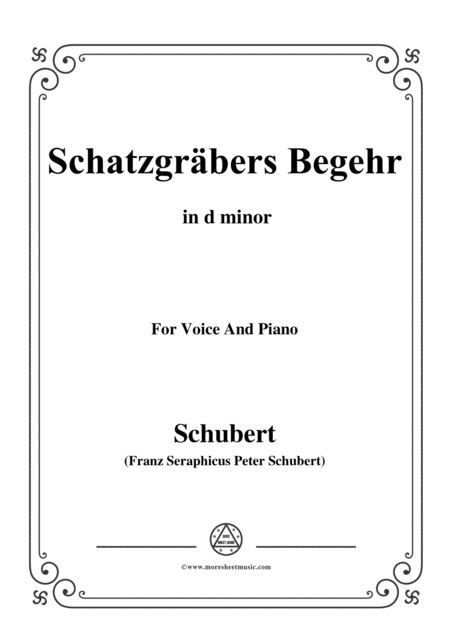 Free Sheet Music Schubert Schatzgrbers Begehr Op 23 No 4 In D Minor For Voice Piano