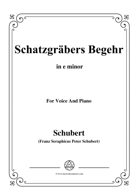 Free Sheet Music Schubert Schatzgrbers Begehr Op 23 No 4 In E Minor For Voice Piano