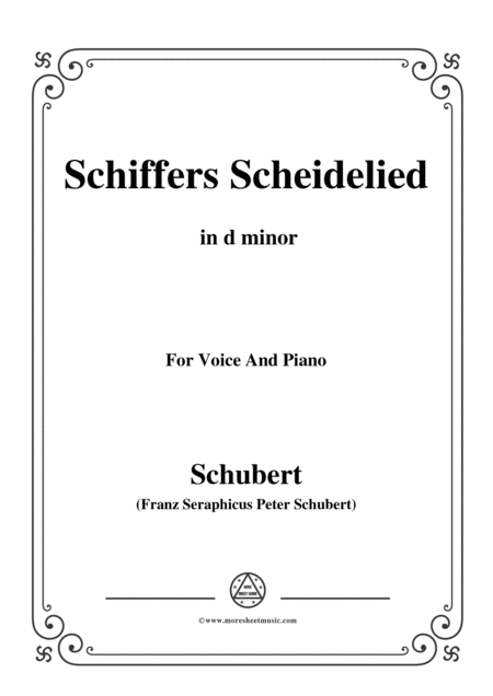 Schubert Schiffers Scheidelied In D Minor For Voice And Piano Sheet Music