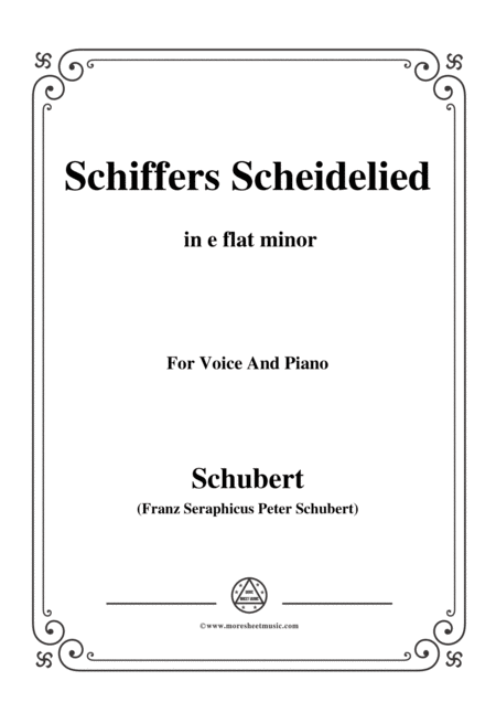 Free Sheet Music Schubert Schiffers Scheidelied In E Flat Minor For Voice And Piano