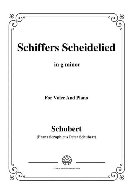 Free Sheet Music Schubert Schiffers Scheidelied In G Minor For Voice And Piano