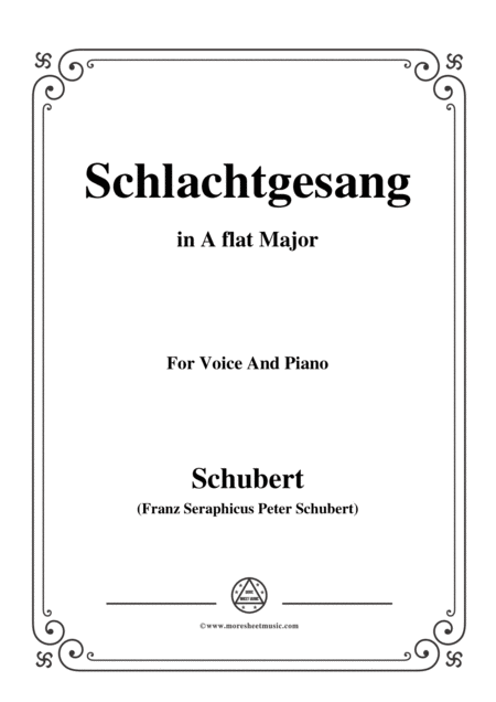 Schubert Schlachtgesang In A Flat Major For Voice Piano Sheet Music