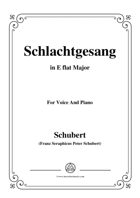 Schubert Schlachtgesang In E Flat Major For Voice Piano Sheet Music