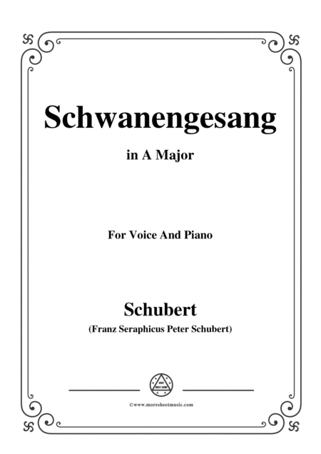 Schubert Schwanengesang Op 23 No 3 In A Major For Voice Piano Sheet Music