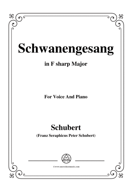 Schubert Schwanengesang Op 23 No 3 In F Sharp Major For Voice Piano Sheet Music