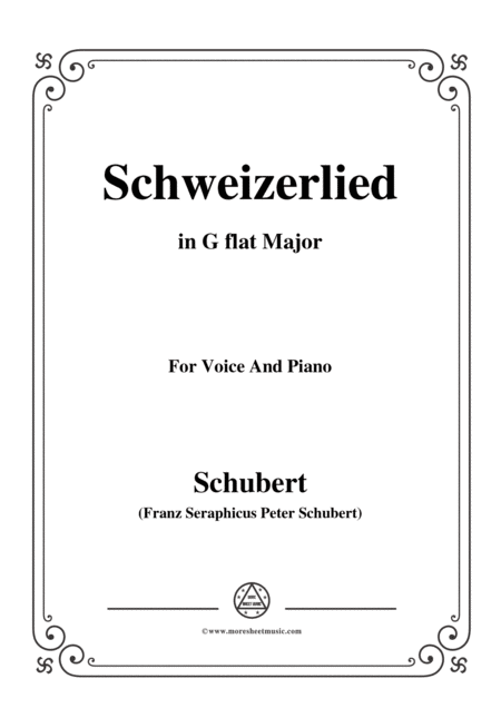 Free Sheet Music Schubert Schweizerlied In G Flat Major For Voice Piano