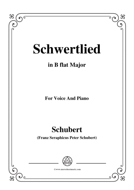 Schubert Schwertlied In B Flat Major D 170 For Voice And Piano Sheet Music