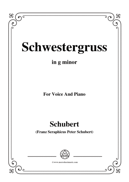 Schubert Schwestergruss In G Minor For Voice Piano Sheet Music