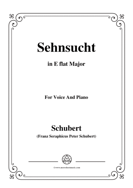 Free Sheet Music Schubert Sehnsucht D 52 In E Flat Major For Voice And Piano