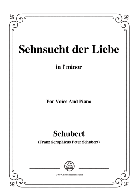 Free Sheet Music Schubert Sehnsucht Der Liebe Loves Yearning D 180 In F Minor For Voice Piano