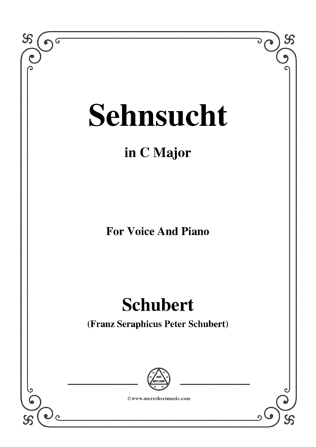 Schubert Sehnsucht In C Major Op 8 No 2 For Voice And Piano Sheet Music