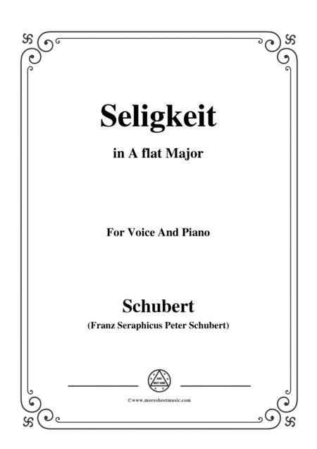 Schubert Seligkeit In A Flat Major For Voice And Piano Sheet Music