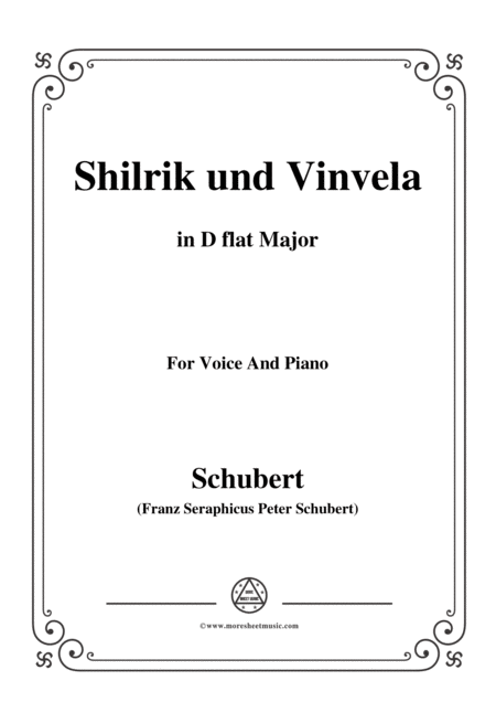 Schubert Shilrik Und Vinvela In D Flat Major For Voice Piano Sheet Music