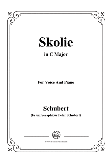 Free Sheet Music Schubert Skolie Skolion Drinking Song D 306 In C Major For Voice Piano