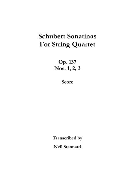 Schubert Sonatinas Op 137 For String Quartet Score Sheet Music