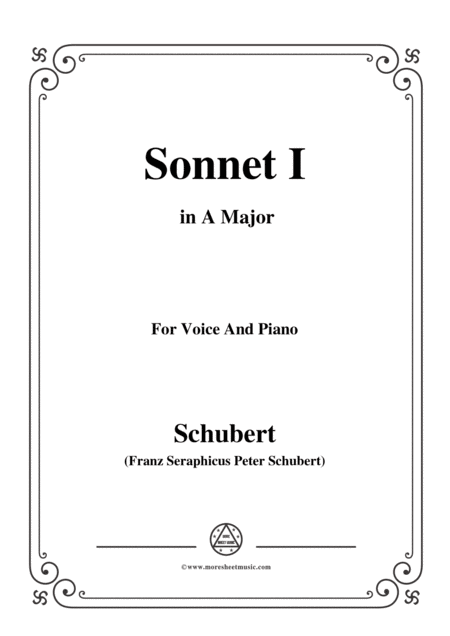 Schubert Sonnet I In A Major For Voice And Piano Sheet Music