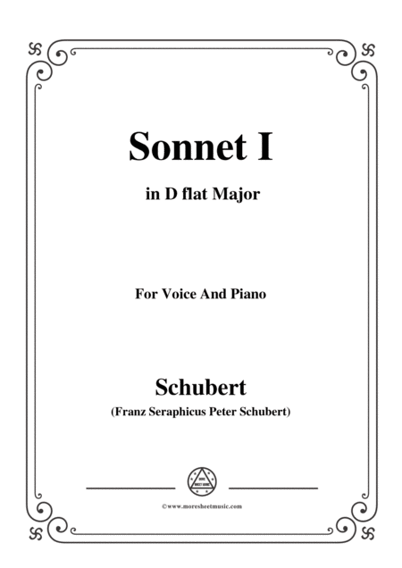 Free Sheet Music Schubert Sonnet I In D Flat Major For Voice And Piano