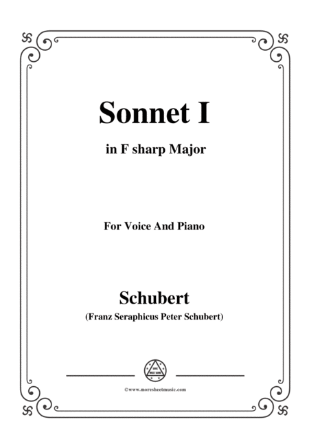 Free Sheet Music Schubert Sonnet I In F Sharp Major For Voice And Piano