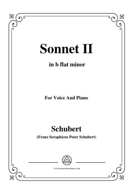 Schubert Sonnet Ii In B Flat Minor For Voice And Piano Sheet Music