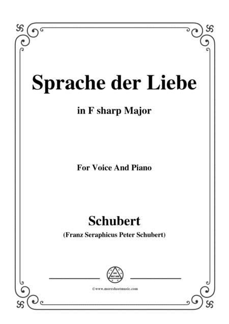 Schubert Sprache Der Liebe Op 115 No 3 In F Sharp Major For Voice Piano Sheet Music