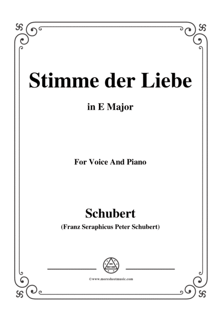 Schubert Stimme Der Liebe D 187 In E Major For Voice And Piano Sheet Music