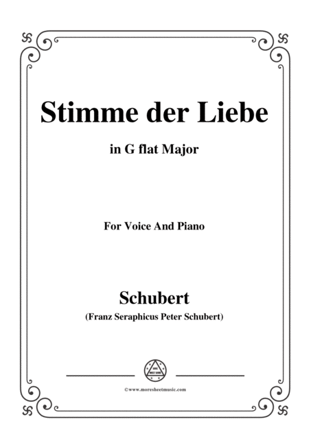 Schubert Stimme Der Liebe D 187 In G Flat Major For Voice And Piano Sheet Music