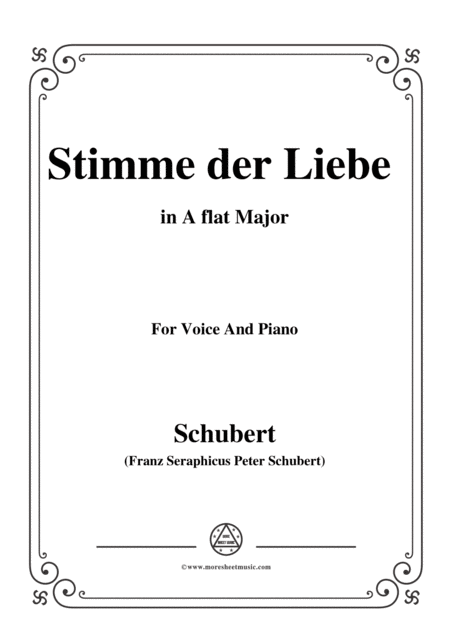 Schubert Stimme Der Liebe D 418 In A Flat Major For Voice And Piano Sheet Music