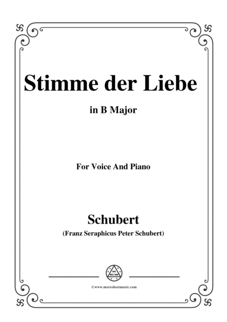 Schubert Stimme Der Liebe D 418 In B Major For Voice And Piano Sheet Music