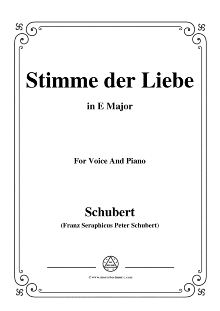 Schubert Stimme Der Liebe In E Major For Voice Piano Sheet Music