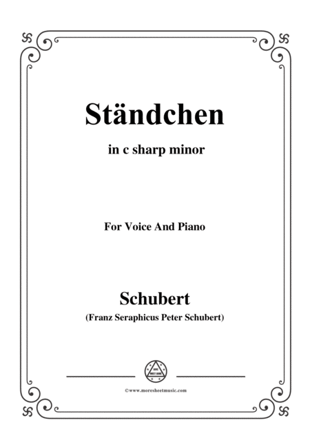 Free Sheet Music Schubert Stndchen In C Sharp Minor For Voice Piano