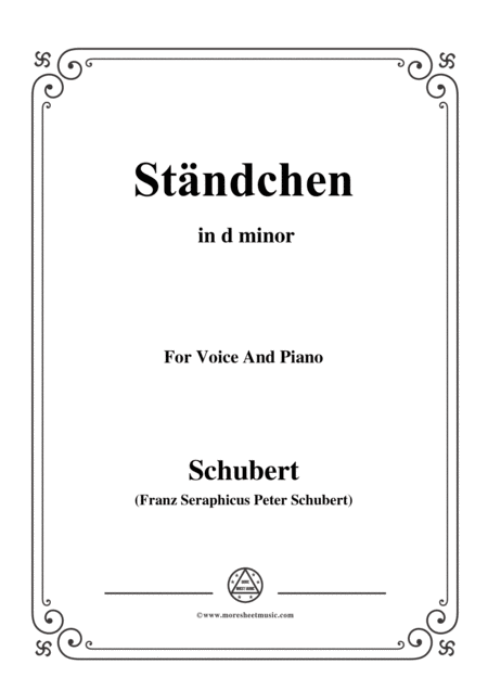 Schubert Stndchen In D Minor For Voice Piano Sheet Music