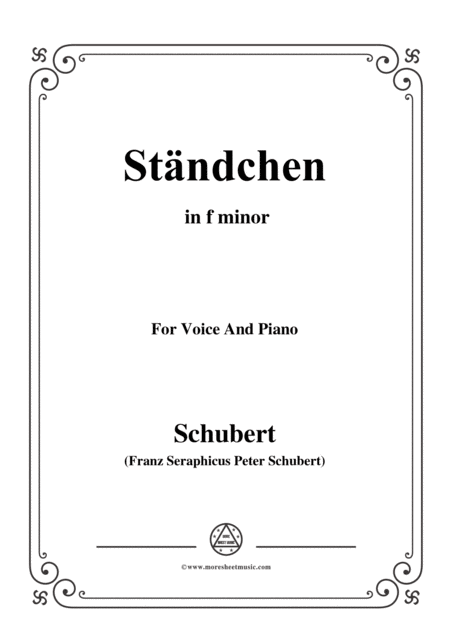 Schubert Stndchen In F Minor For Voice Piano Sheet Music