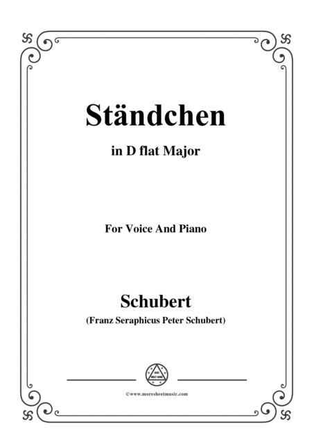 Schubert Stndchen Serenade D 889 In D Flat Major For Voice Piano Sheet Music