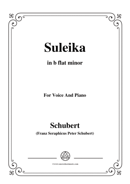 Free Sheet Music Schubert Suleika Suleika I Op 14 No 1 In B Flat Minor For Voice Piano
