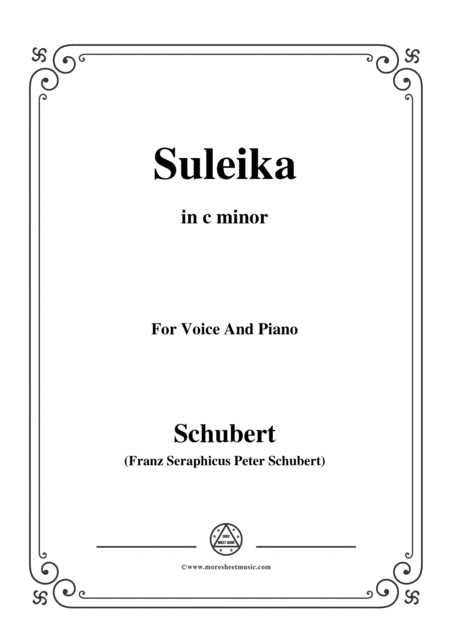 Schubert Suleika Suleika I Op 14 No 1 In C Minor For Voice Piano Sheet Music