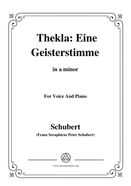 Schubert Thekla Eine Geisterstimme Thekla A Spirit Voice D 595 In A Minor For Voice Piano Sheet Music