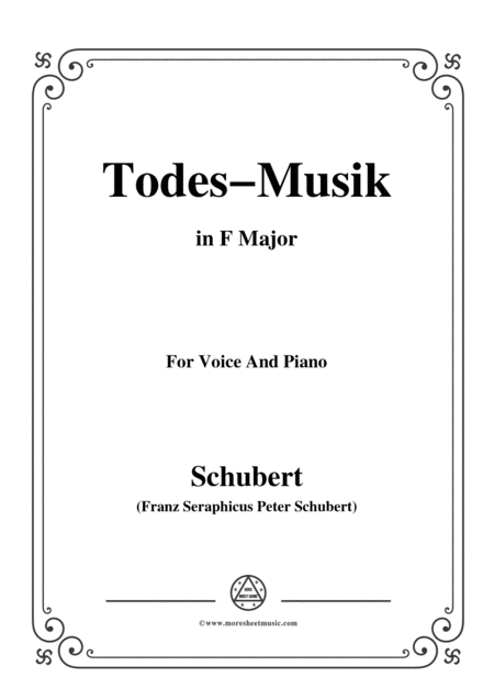 Schubert Todes Musik Op 108 No 2 In F Major For Voice Piano Sheet Music